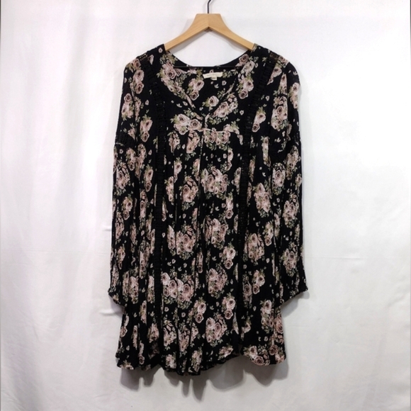 Rebellion Dresses & Skirts - Rebellion Floral Dress Women's M Black Pink Cottagecore Peasant Retro 90s Y2K